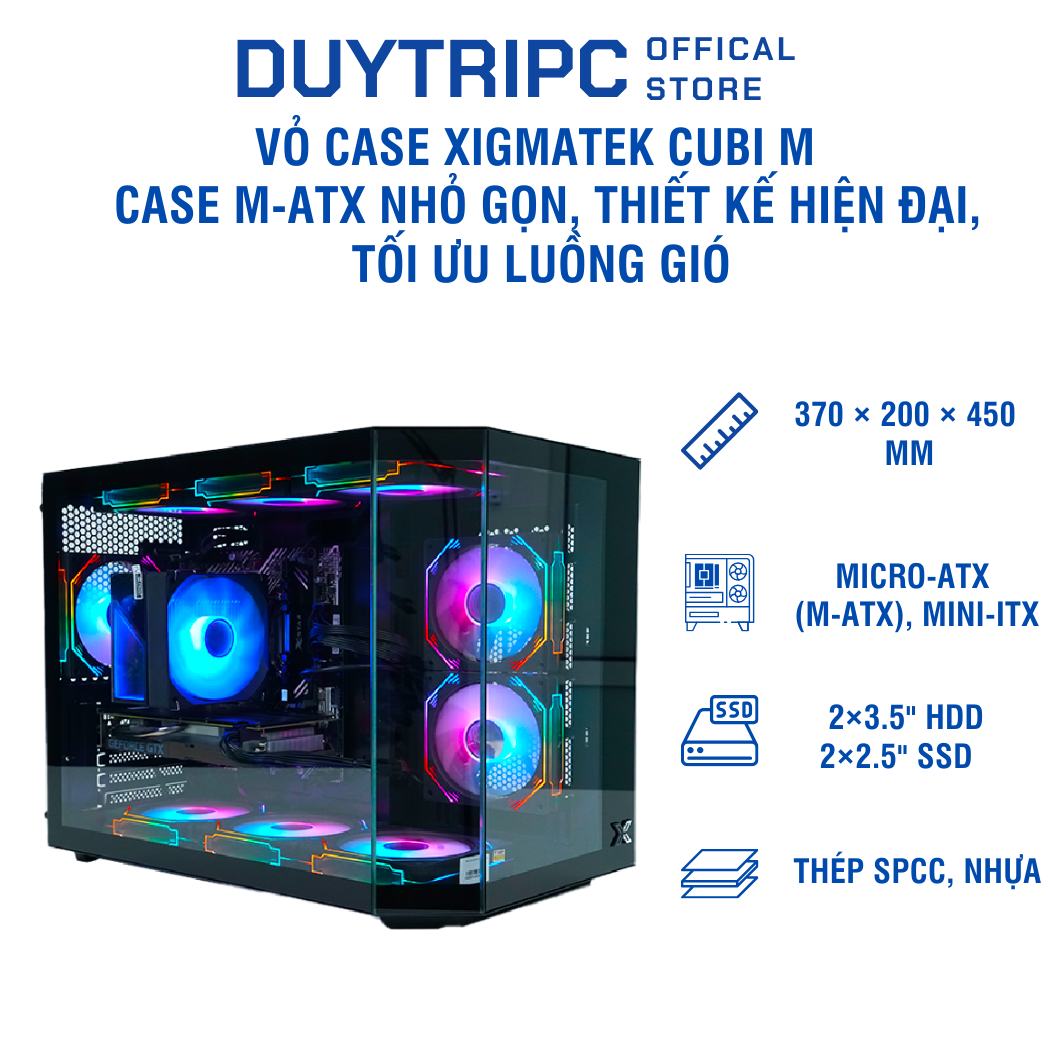 Vỏ Case Xigmatek Cubi M | Case M-ATX nhỏ gọn, thiết kế hiện đại, tối ưu luồng gió